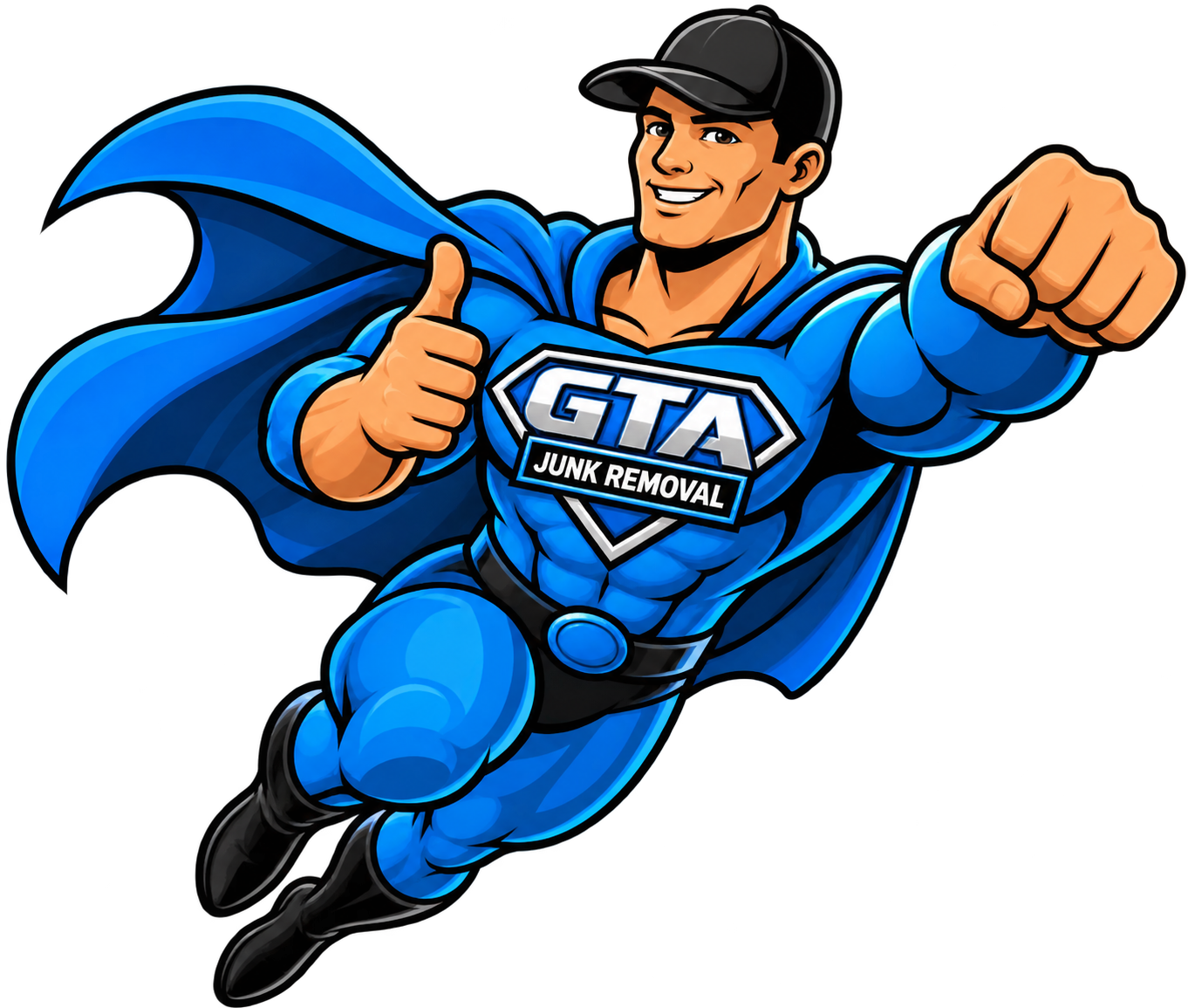 GTA Junk Removal superhero flying in to help with the heavy lifting